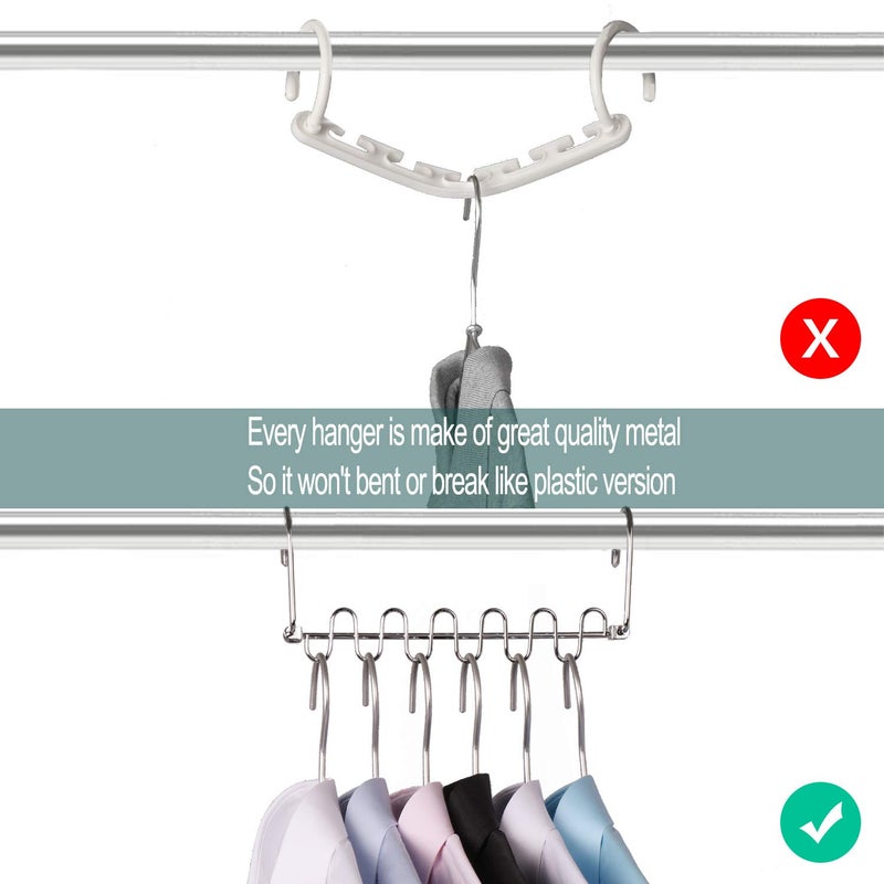 Meetu Magic Cloth Hanger Space Saving Hangers Metal Closet Organizer for Wardrobe Organization (Pack of 4) - Image 4